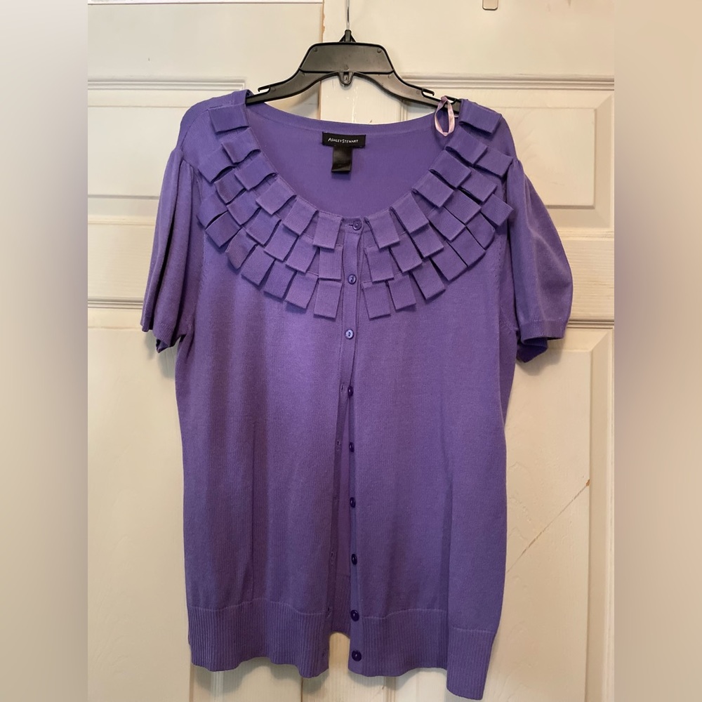 Ashley Stewart Purple Shortsleeve Sweater like Top